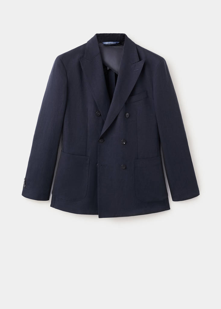 Slim fit double-breasted suit blazer — Navy