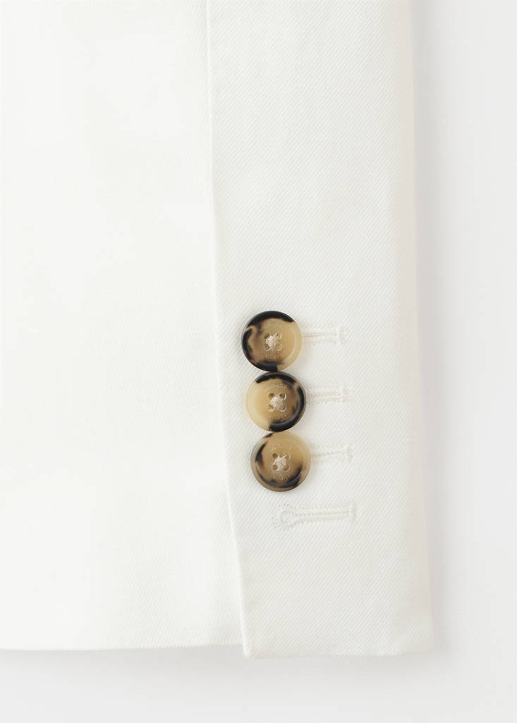 Slim-fit linen-blend double-breasted jacket — White