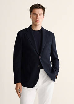 Slim-fit wool blazer — Navy 1