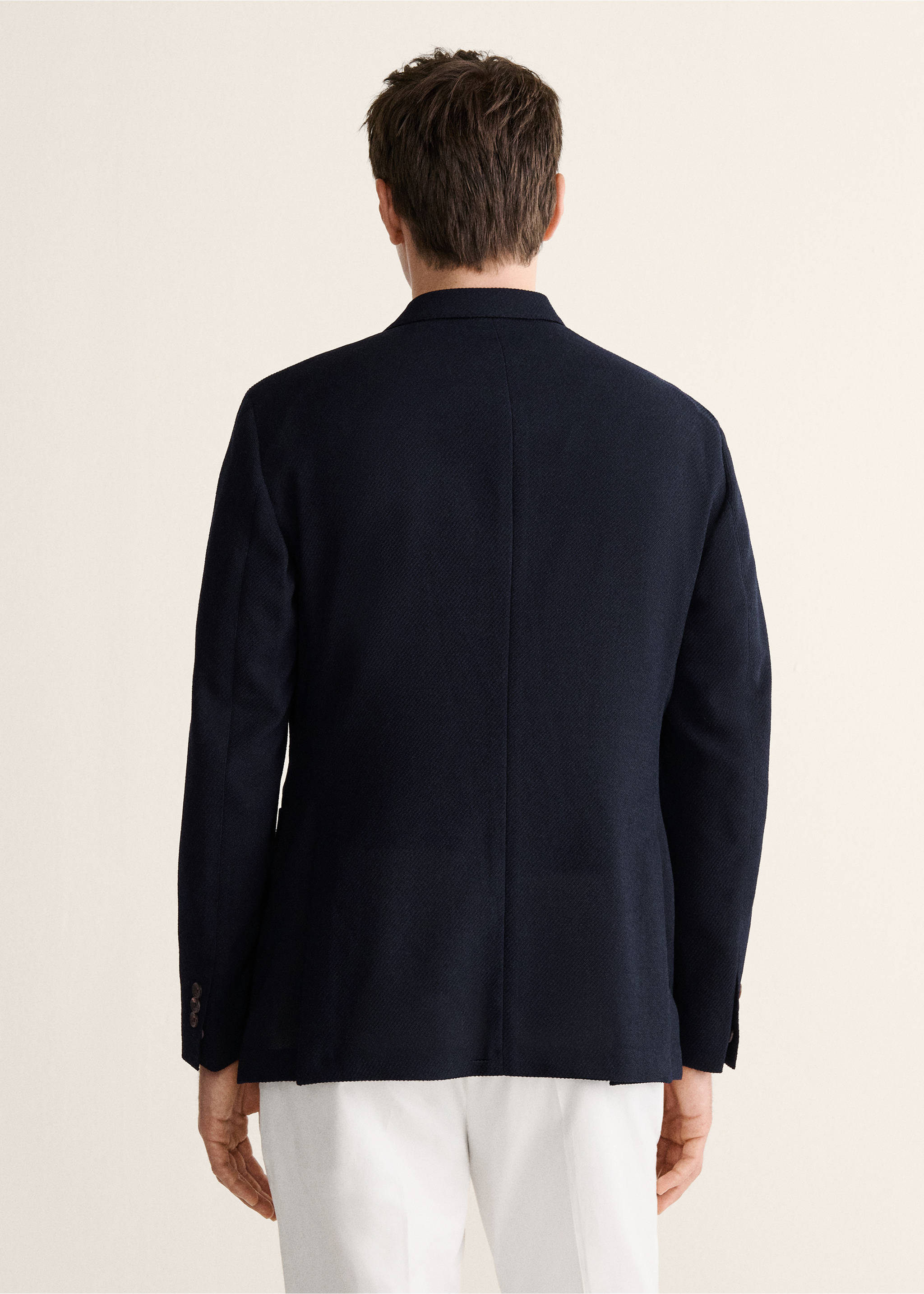 Slim-fit wool blazer - Reverse of the article, Navy. Ref: 27018276-00.