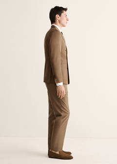 Double-breasted lyocell and cotton suit jacket — Tobacco Brown 5