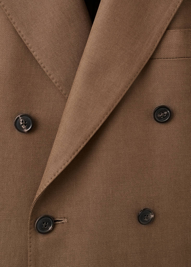 Double-breasted lyocell and cotton suit jacket - thumbnail 7