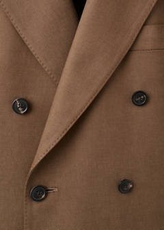 Double-breasted lyocell and cotton suit jacket — Tobacco Brown 10