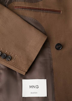 Double-breasted lyocell and cotton suit jacket — Tobacco Brown 11