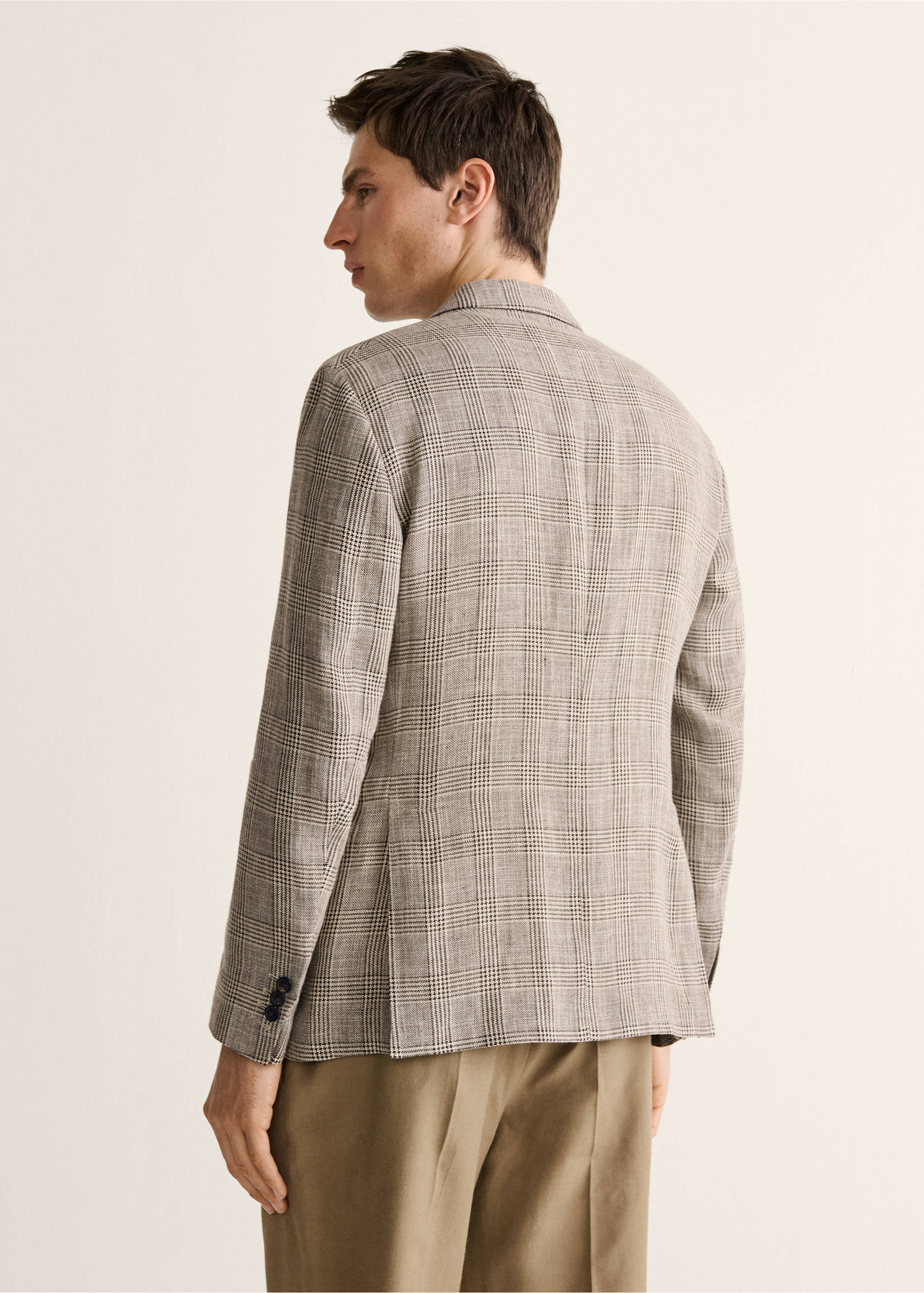 Veste slim fit à carreaux Prince de Galles - Verso de l’article, Gris vison. Ref: 27018278-00.