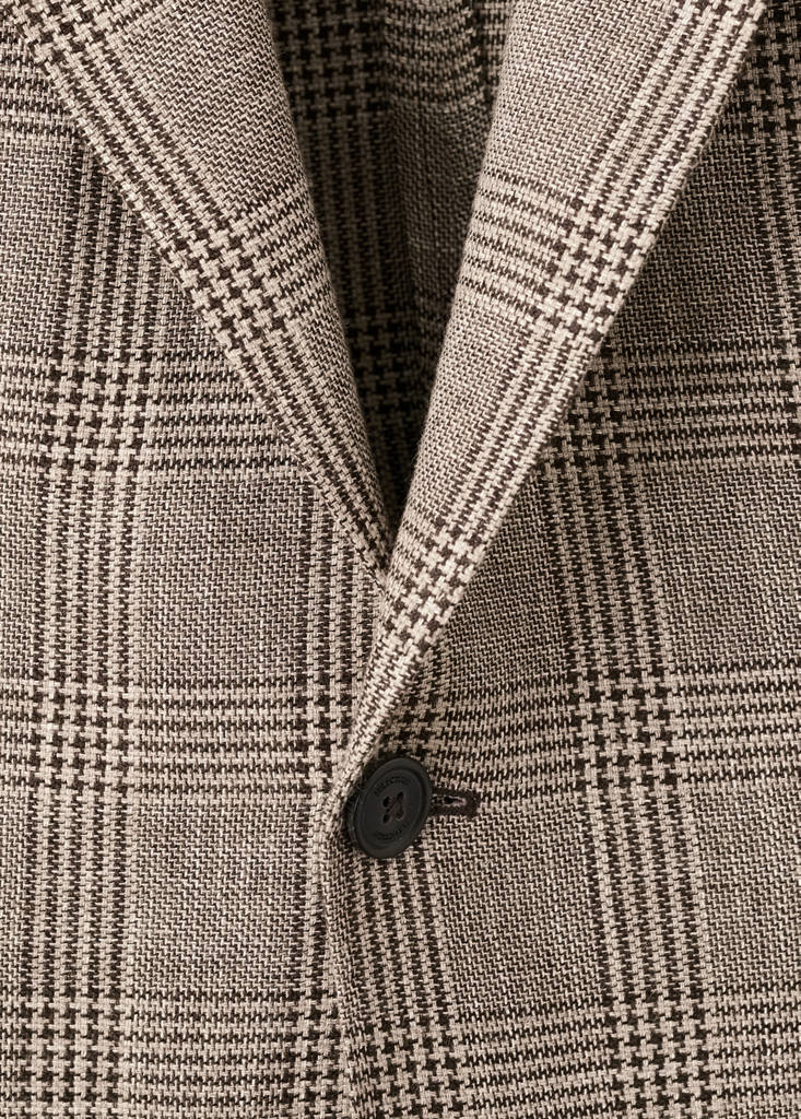 Prince of Wales check slim fit blazer — Mink Grey