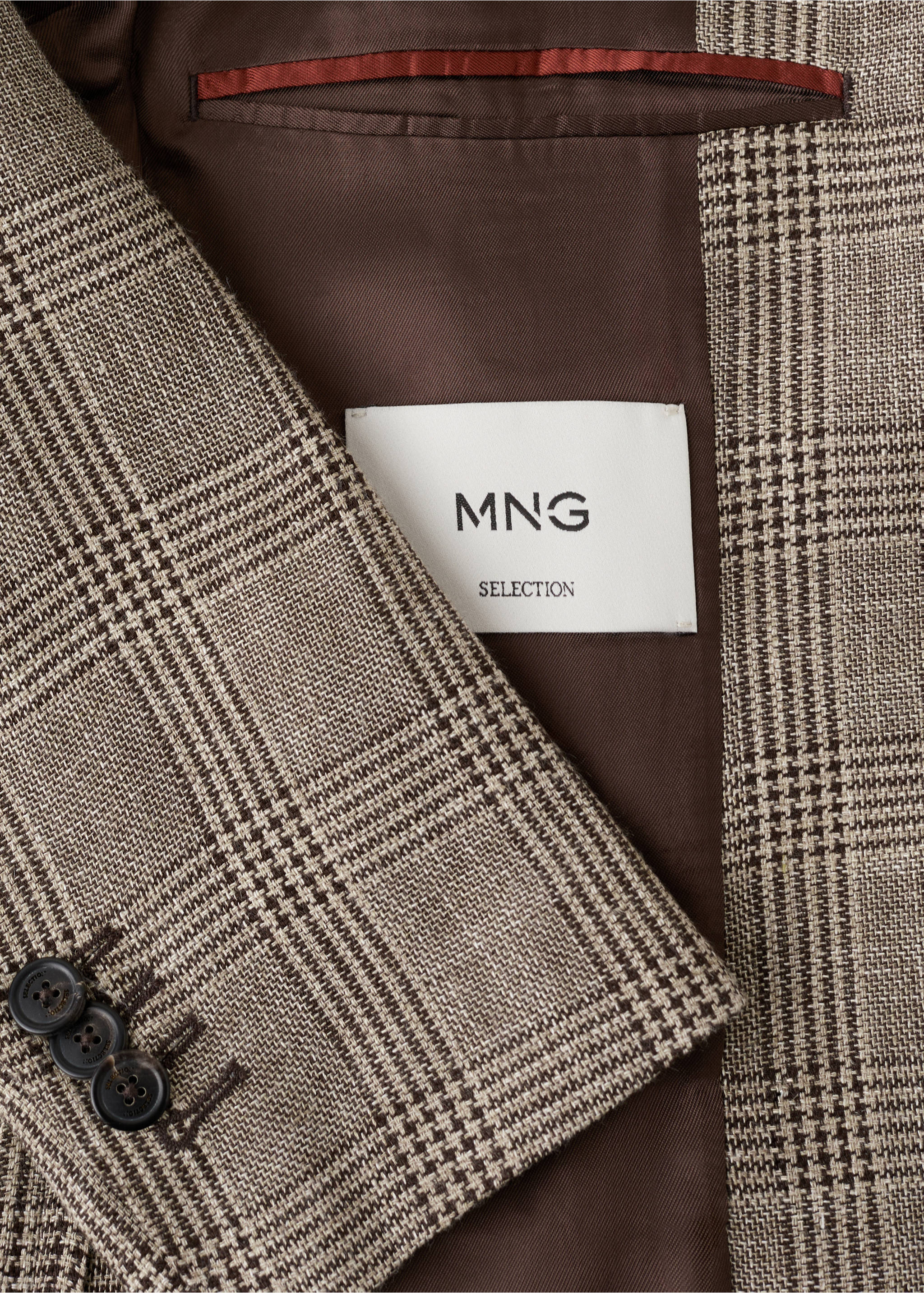 Veste slim fit à carreaux Prince de Galles - Détail de l'article 0, Gris vison. Ref: 27018278-00.