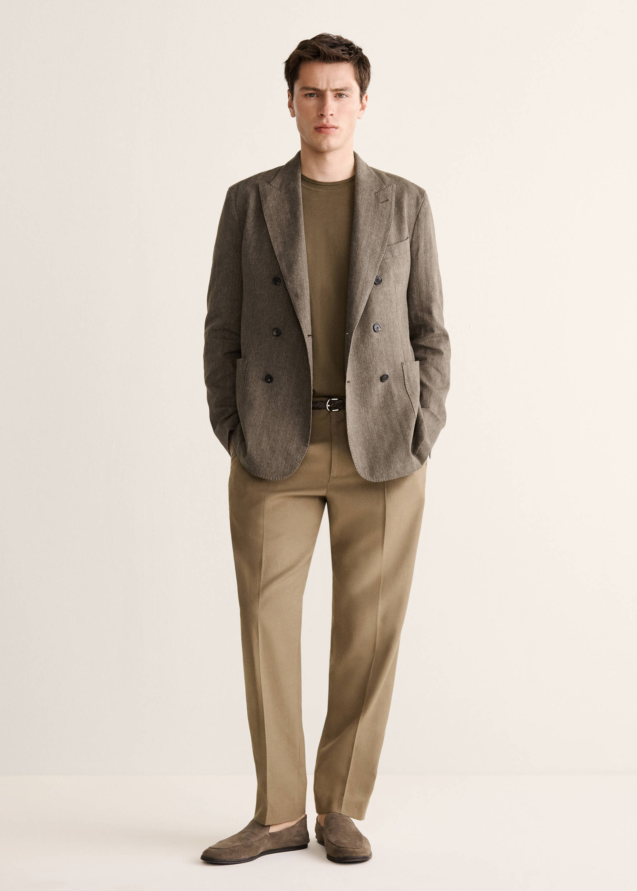 Veste croisée slim fit en mélange de lin - Plan général