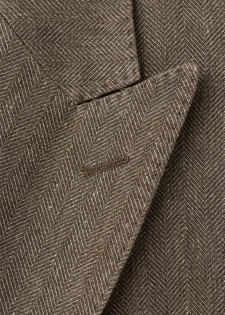 Slim fit double-breasted linen blend jacket — Mink Grey