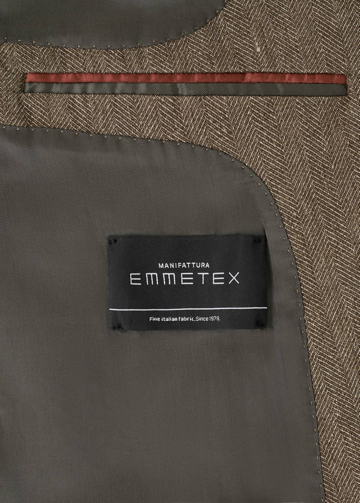 Slim fit double-breasted linen blend jacket — Mink Grey