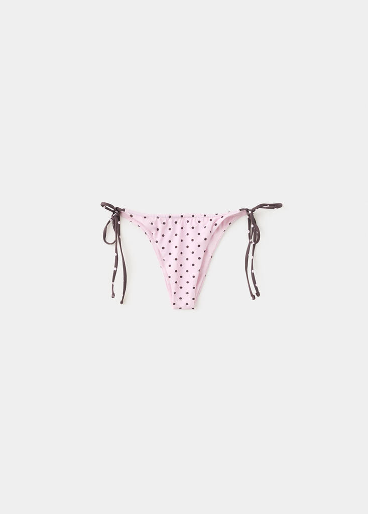 Polka dot curtain string bikini briefs — Light Pink