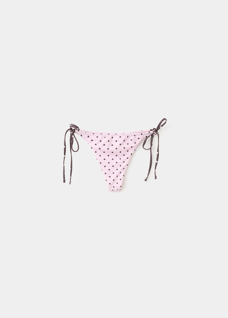 Polka dot curtain string bikini briefs — Light Pink