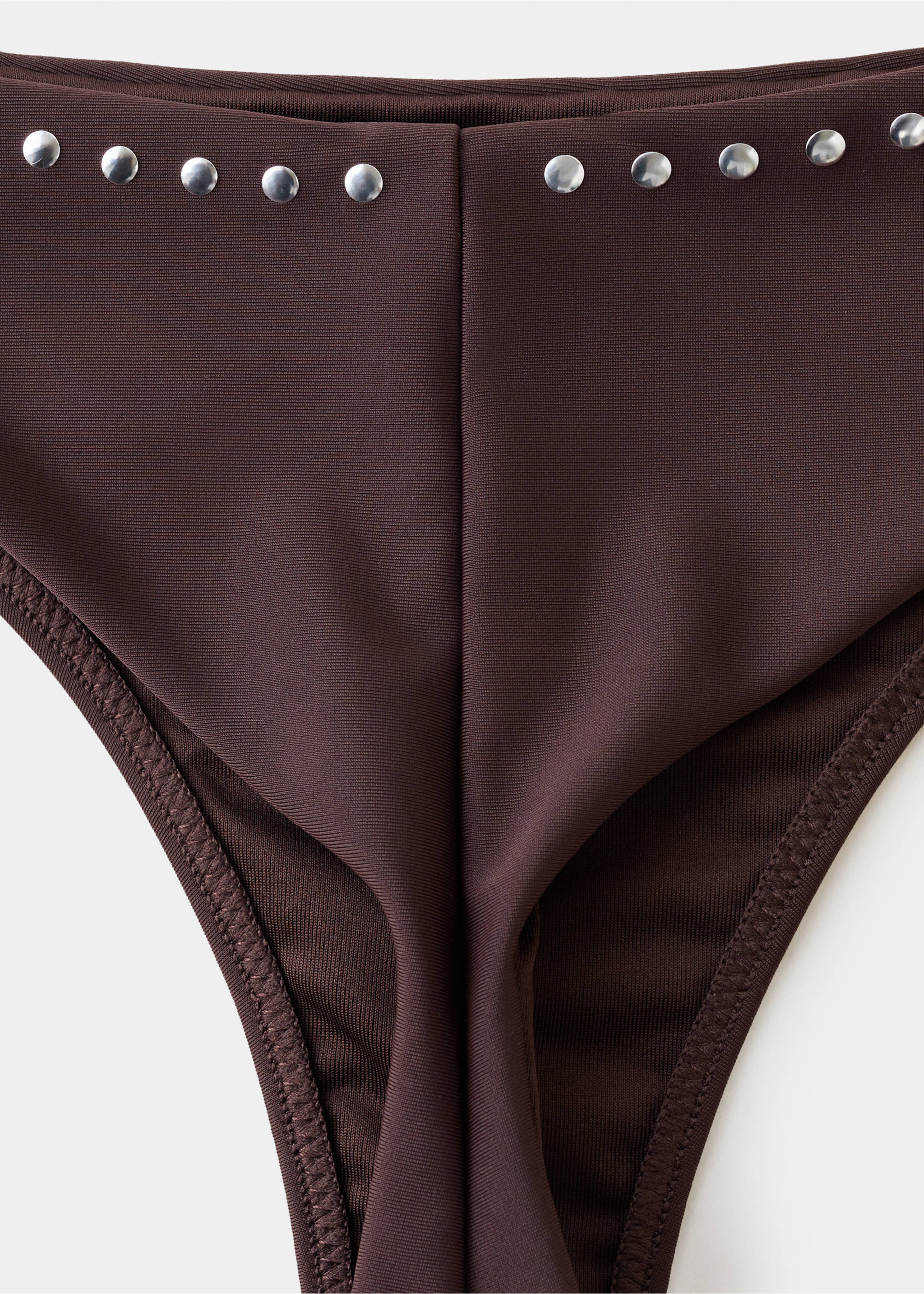 Brazilian studded bikini knickers - Details of the article 8, Brown. Ref: 27018651-00.