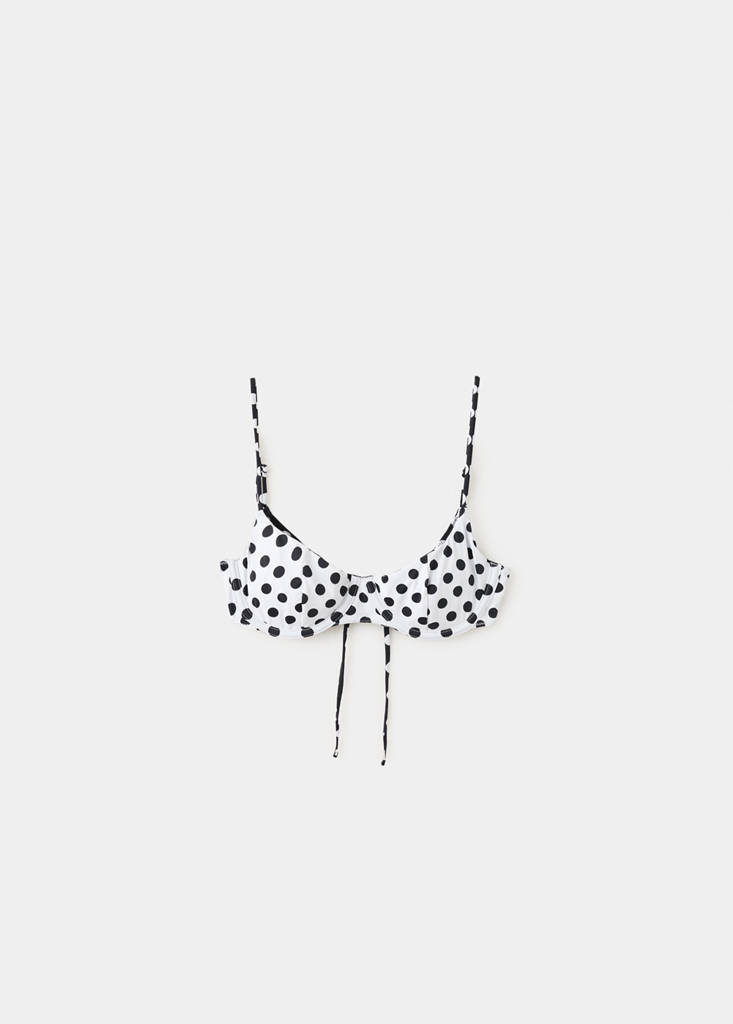 Reversible polka dot underwire bikini top — Black