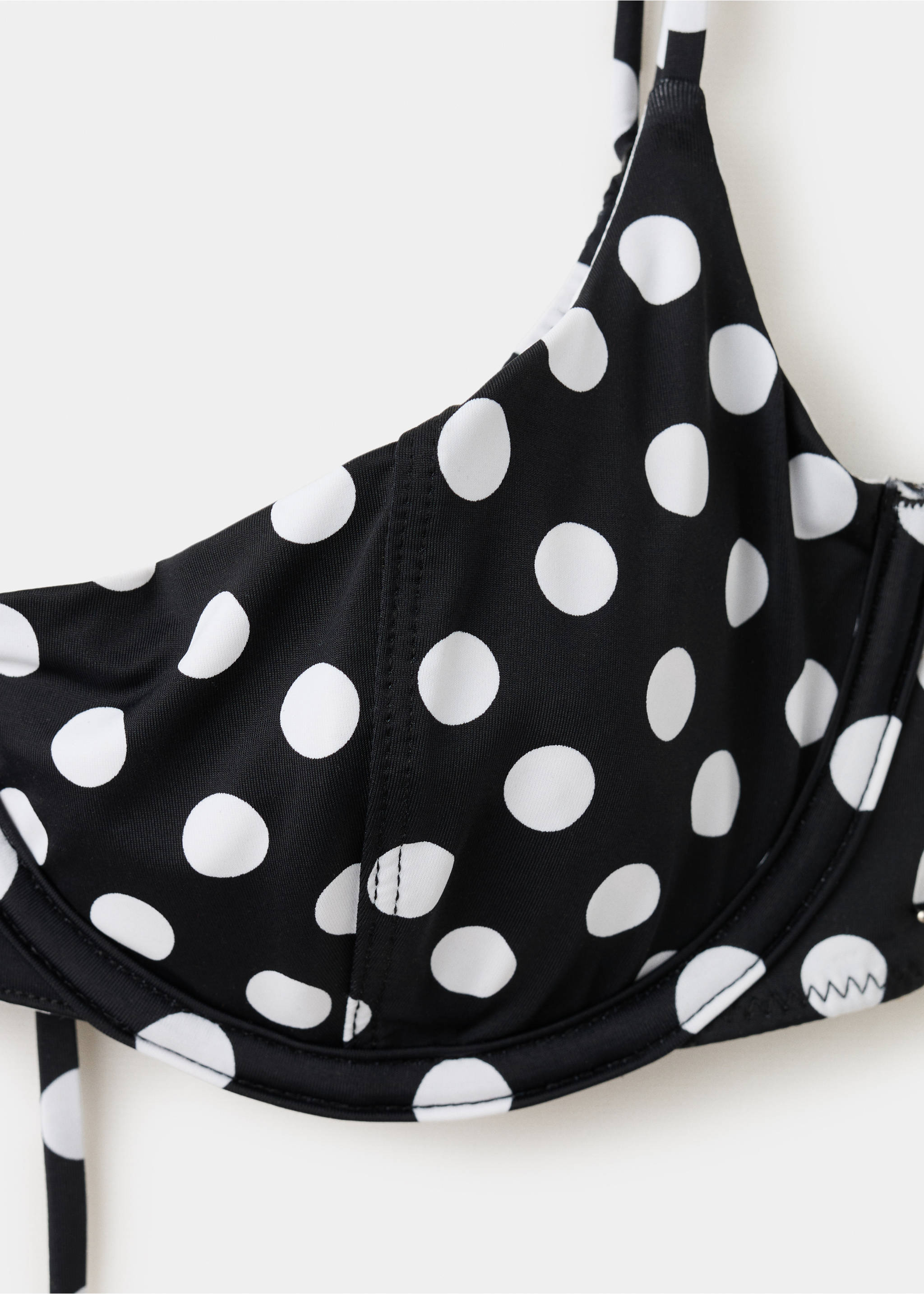 Бикини-топ с косточками в горошек - Деталь изделия 0, Черный. Ref: 27018658-00.