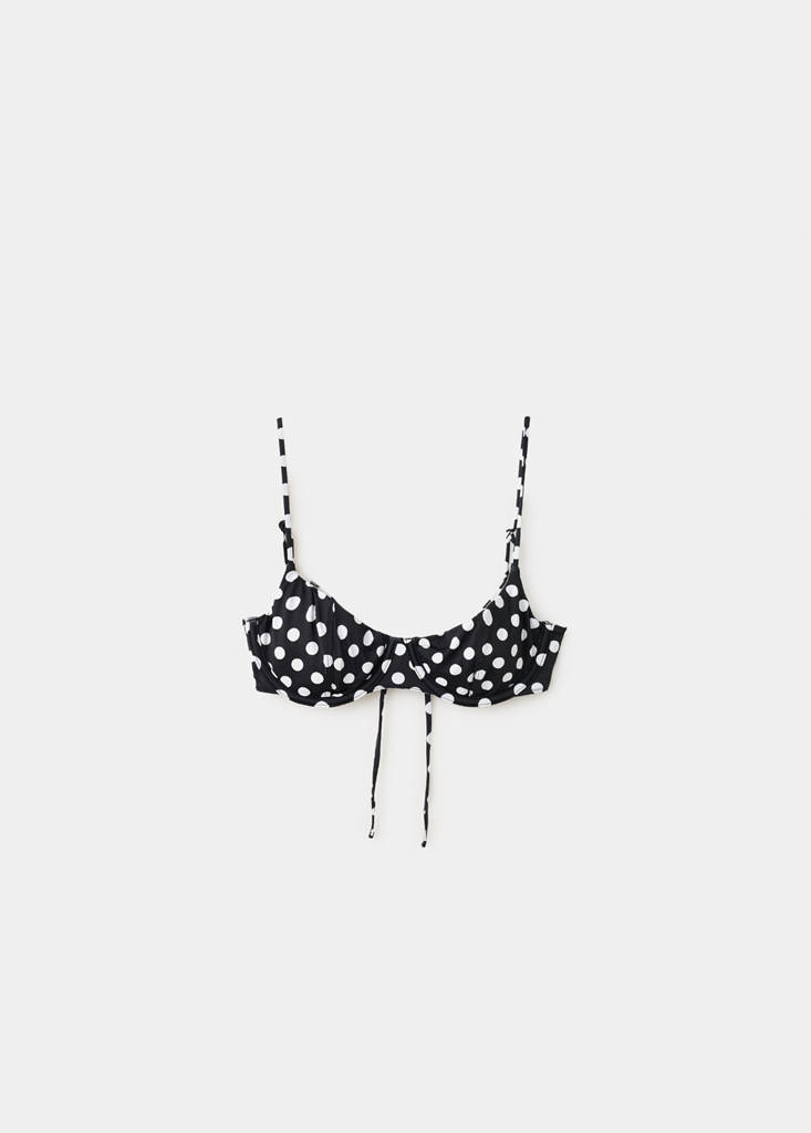 Reversible polka dot underwire bikini top — Black