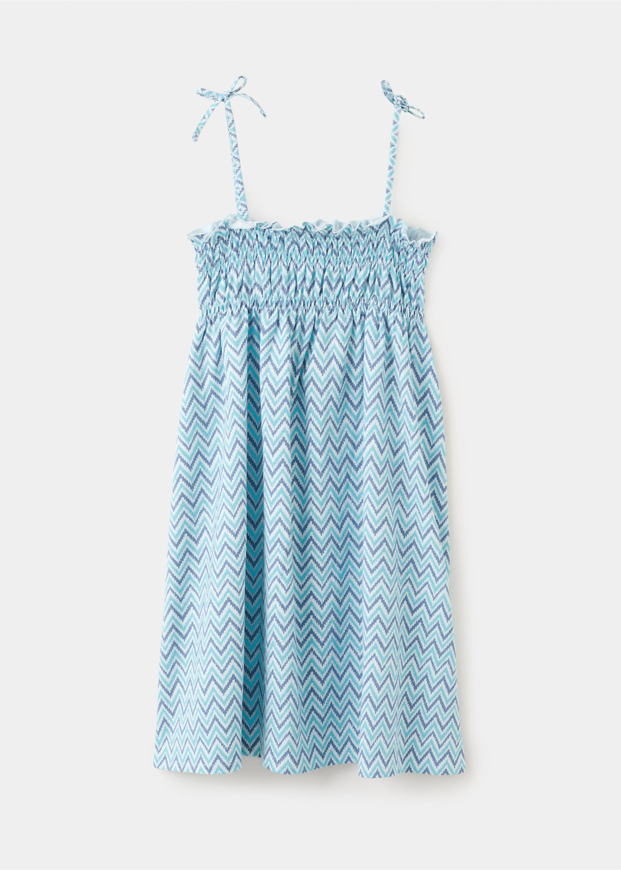 Short patterned dress - Reverse of the article, Sky Blue. Ref: 27018663-00.
