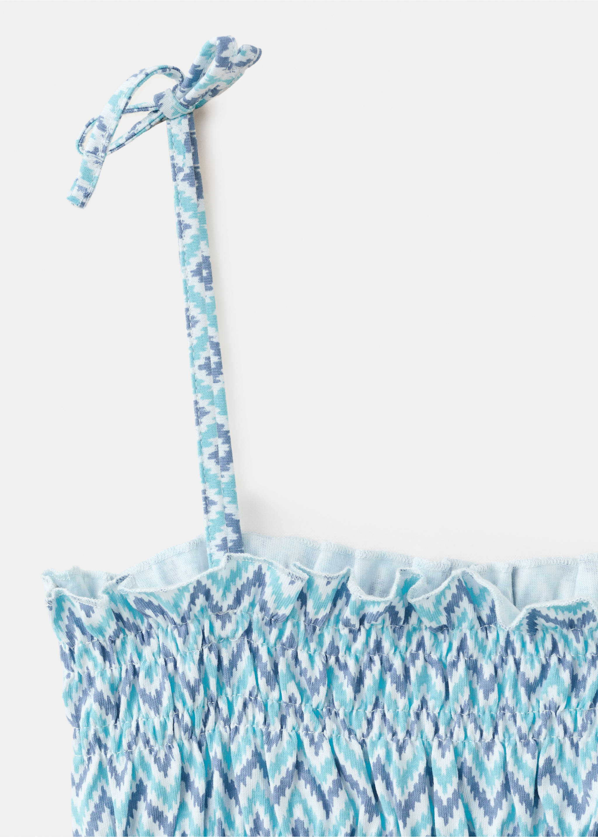 Short patterned dress - Details of the article 8, Sky Blue. Ref: 27018663-00.