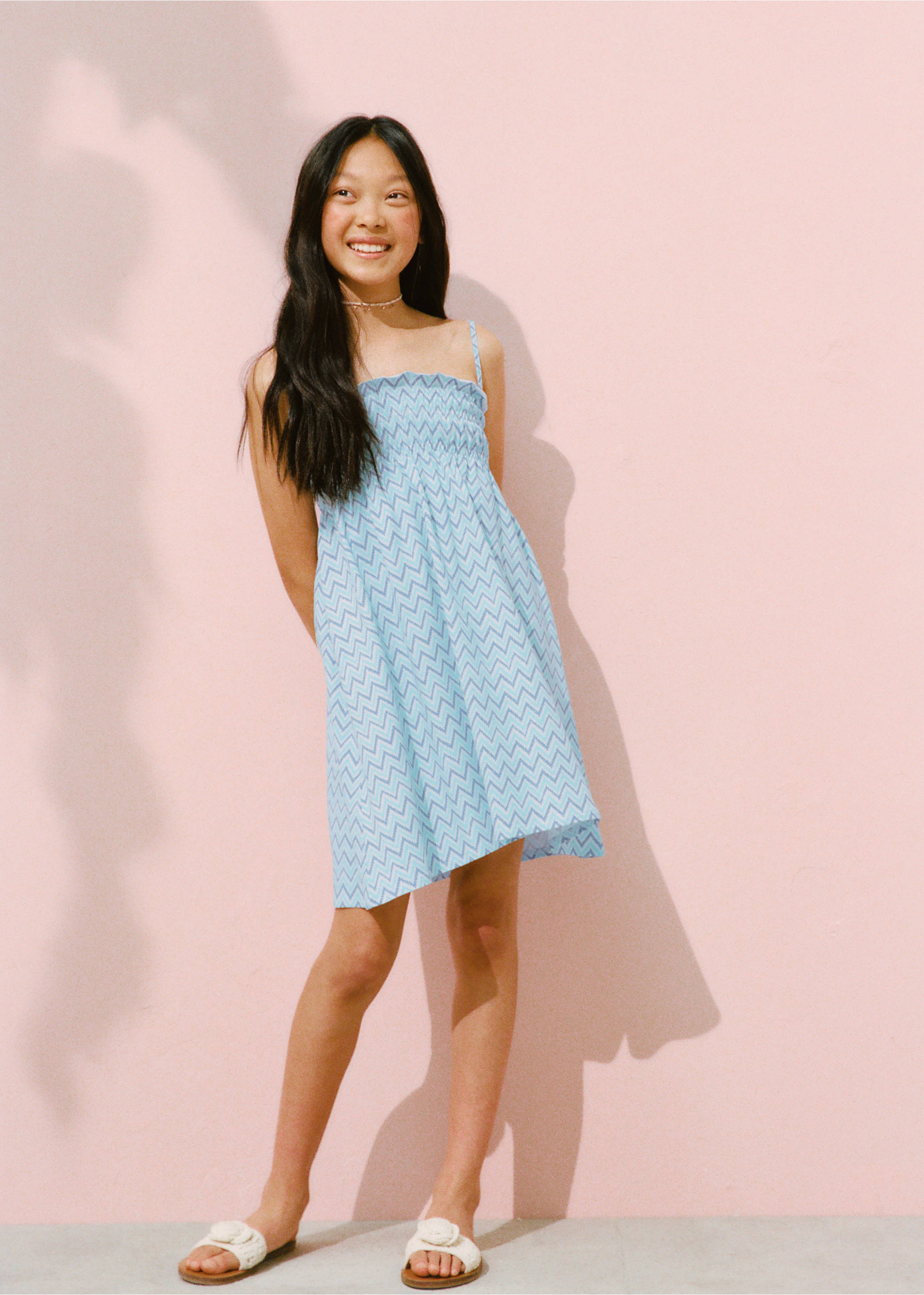 Vestido curto estampado - Pormenor do artigo 5, Azul-celeste. Ref: 27018663-00.