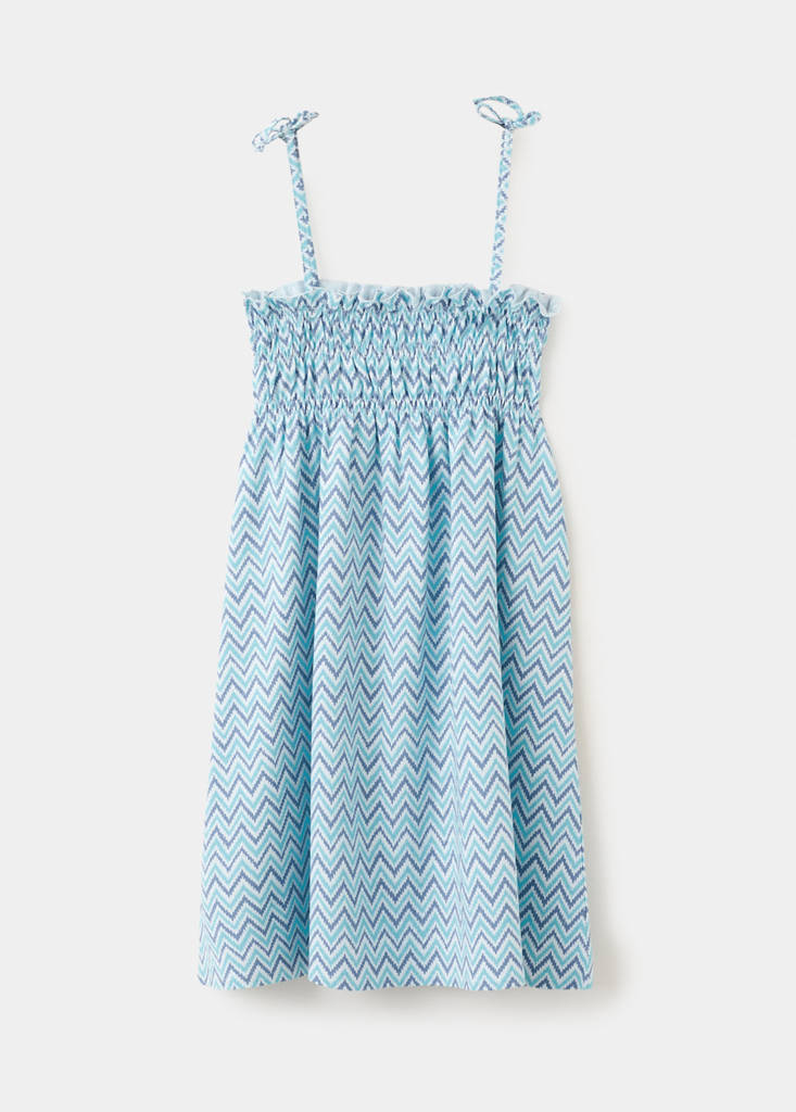 Mango Kids' Short Patterned Dress In Blue