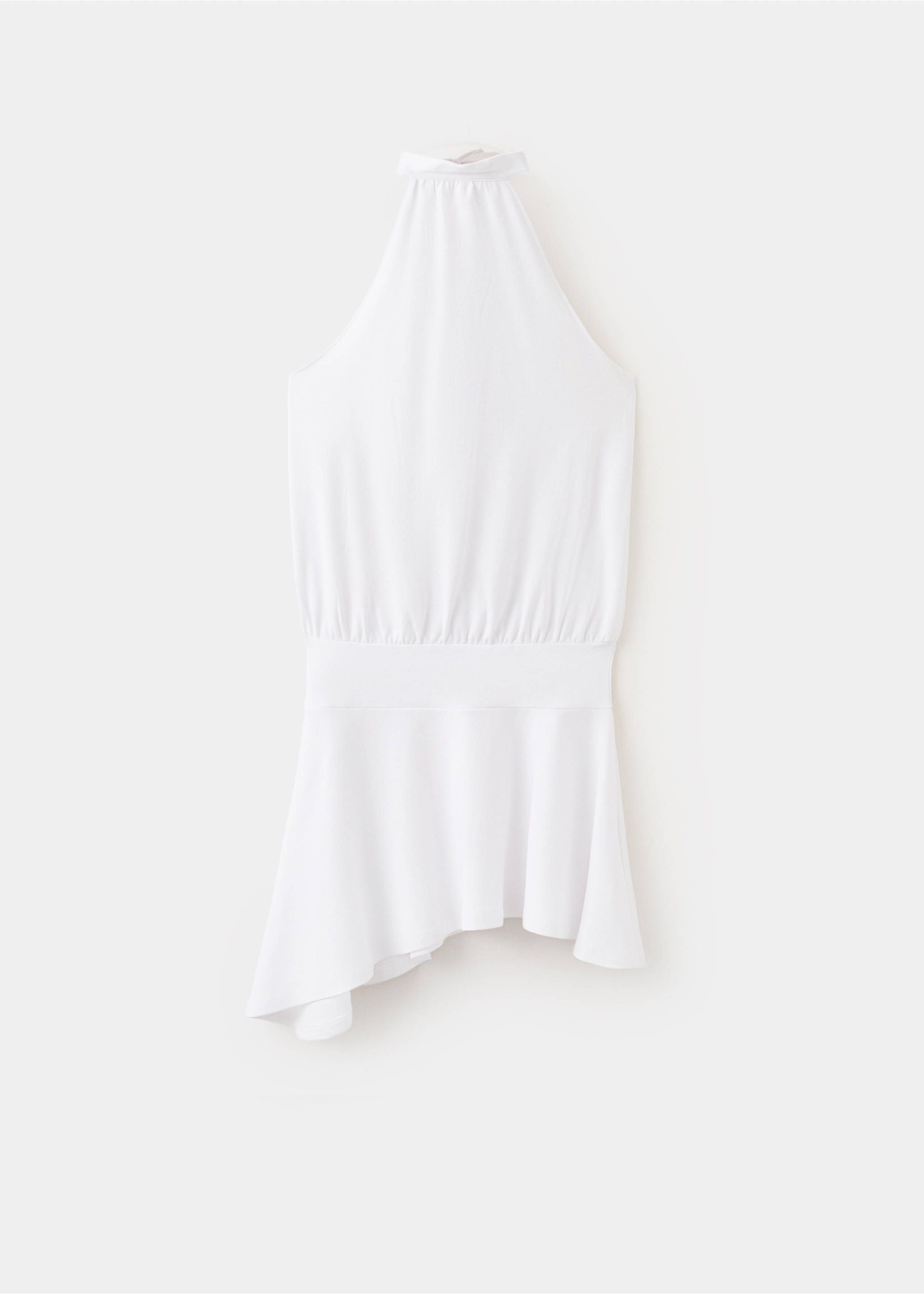 Vestido asimétrico halter - Artículo sin modelo, Blanco roto. Ref: 27018664-00.
