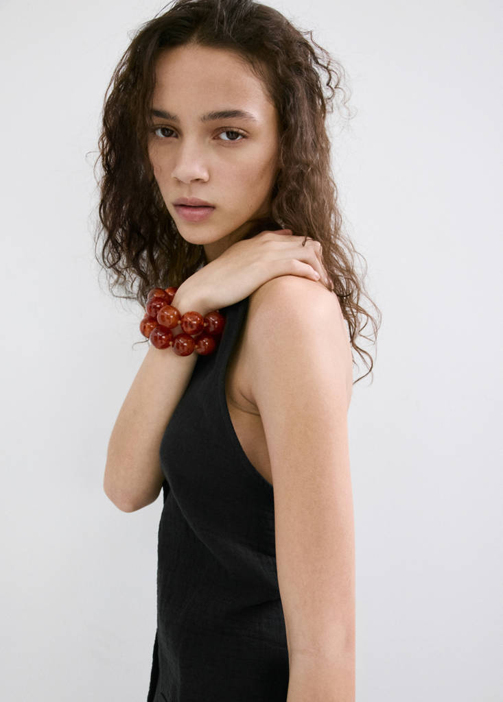 Halter-neck top with buttons — Black