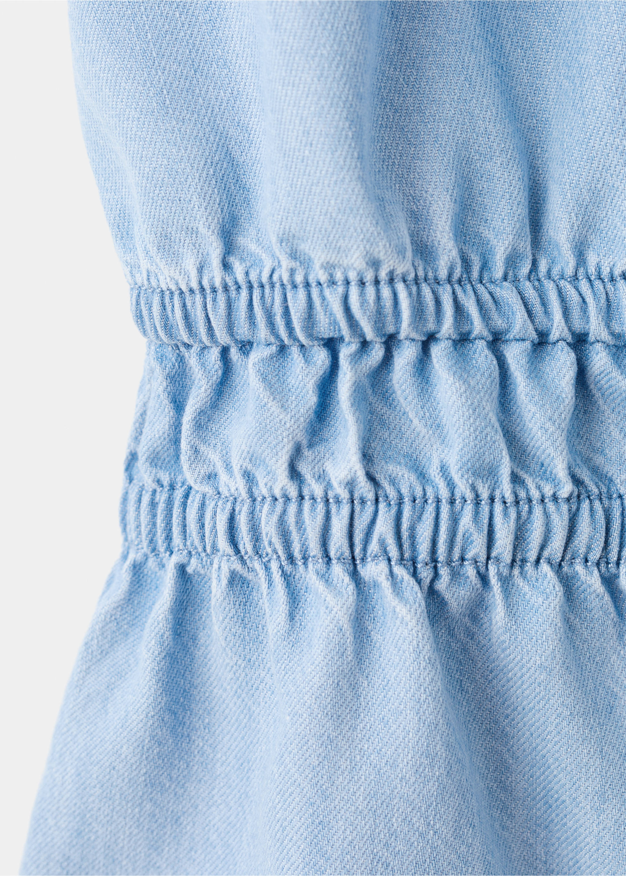 V-neck denim top with bow - Details of the article 0, Light Blue. Ref: 27019057-00.