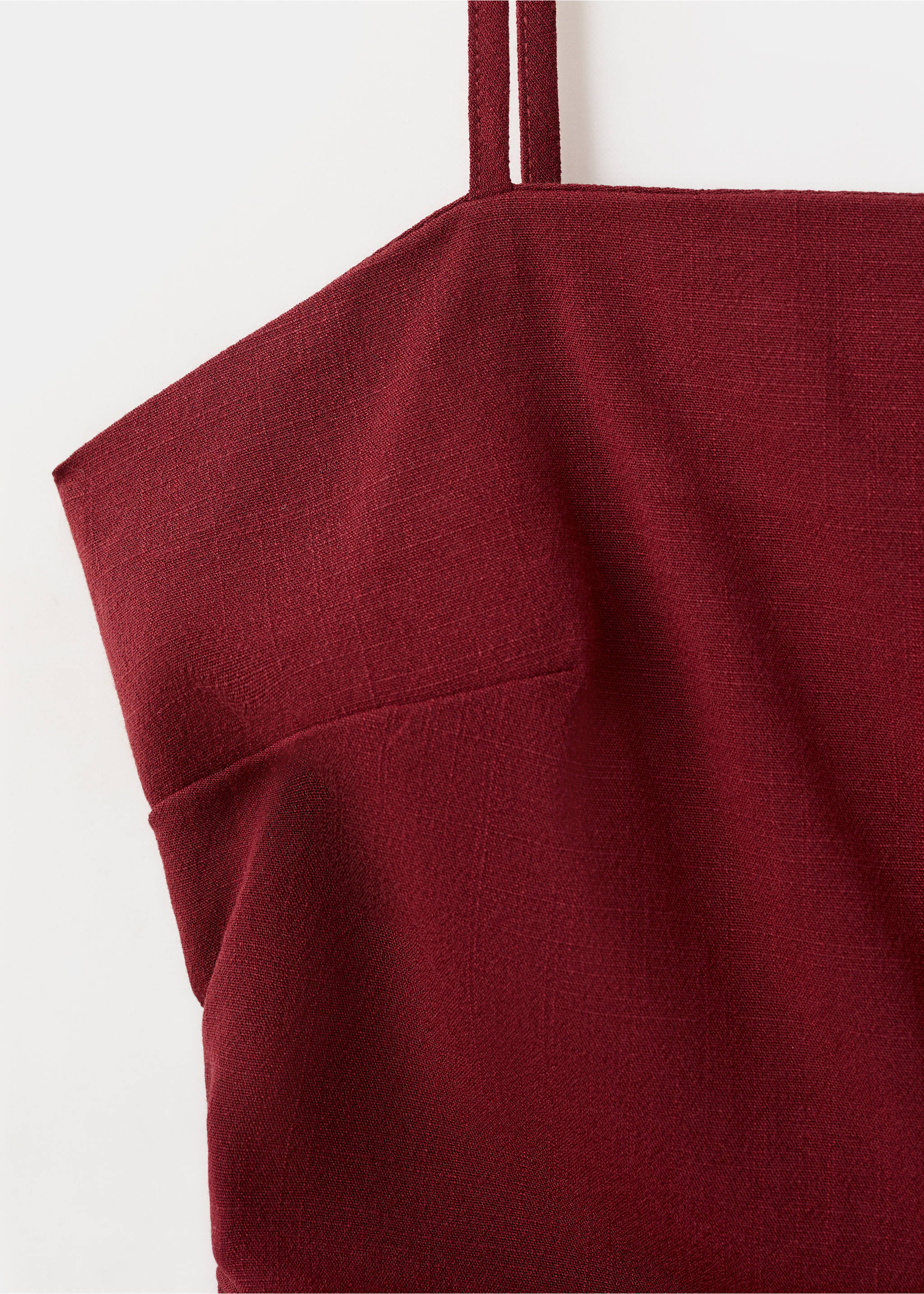 Square-neck strappy top - Details of the article 8, Red. Ref: 27019059-00.