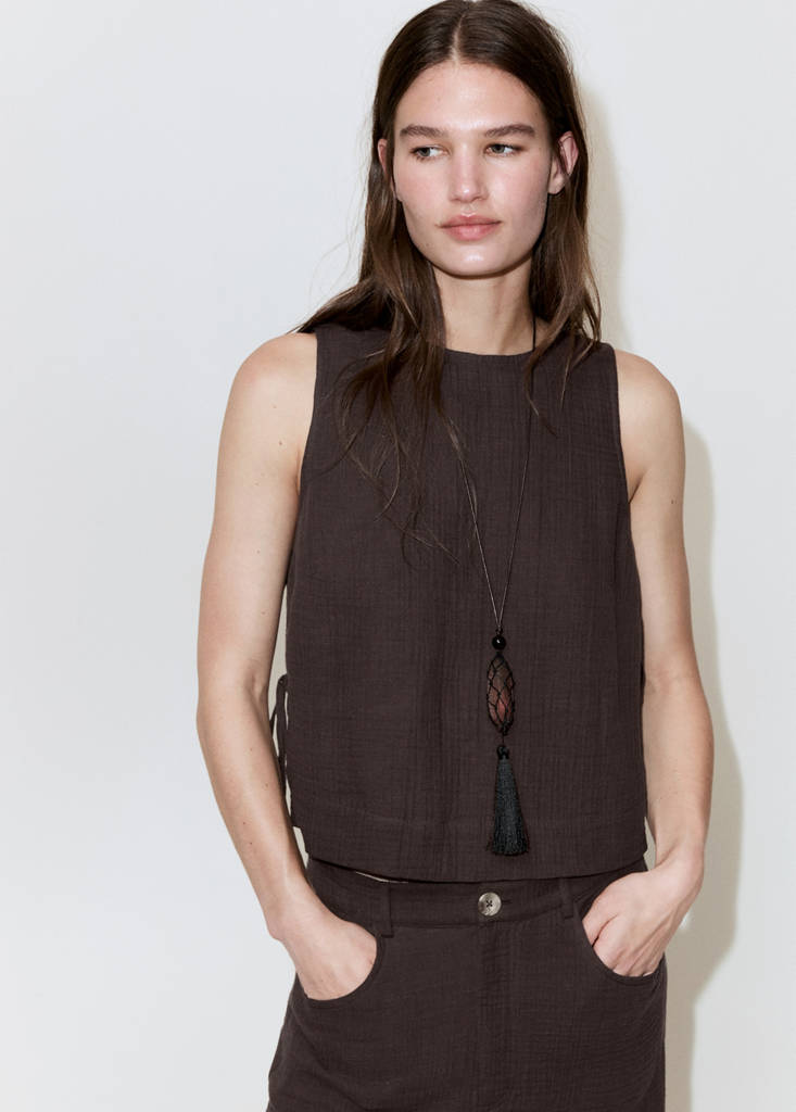 Double gauze top with ties