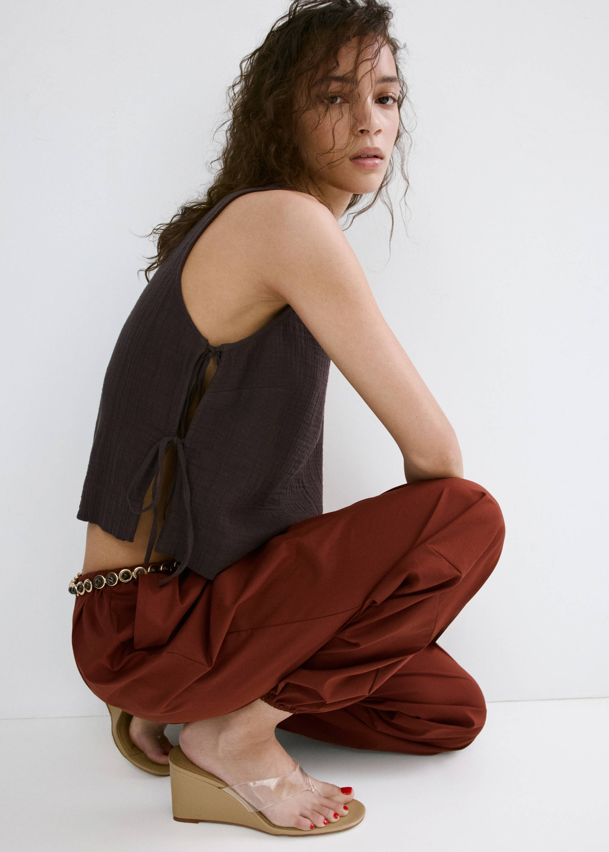 Side-tie batiste top - Details of the article 2