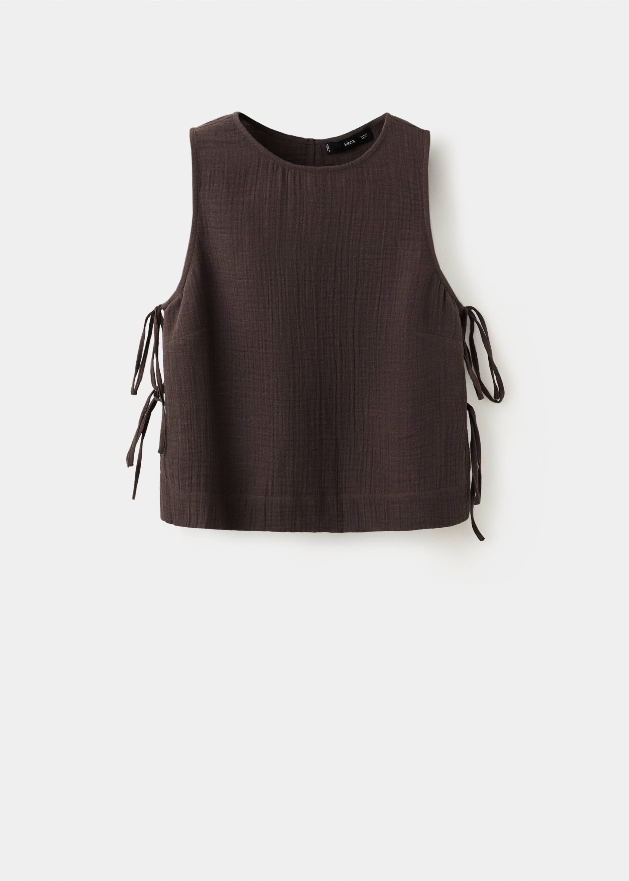 Side-tie batiste top - Article without model, Chocolate. Ref: 27019060-00.