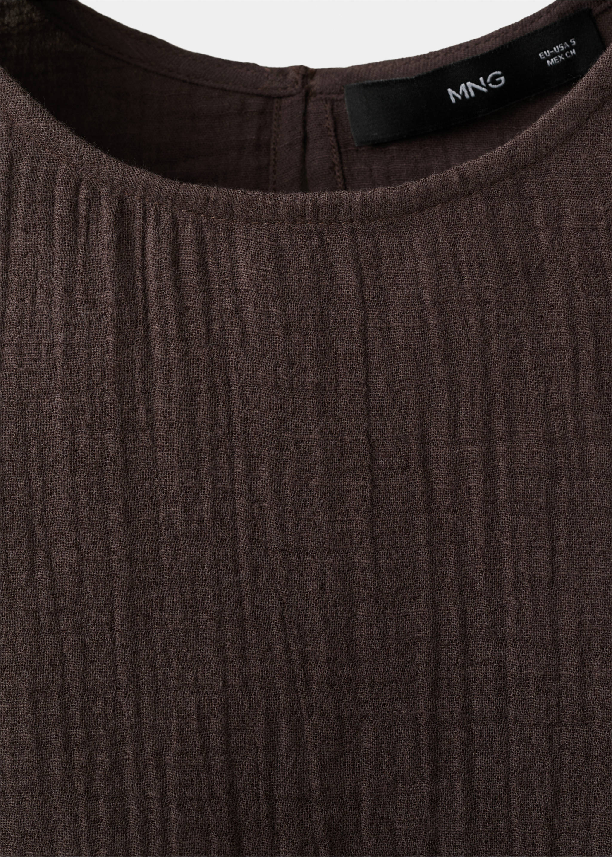 Side-tie batiste top - Details of the article 8, Chocolate. Ref: 27019060-00.