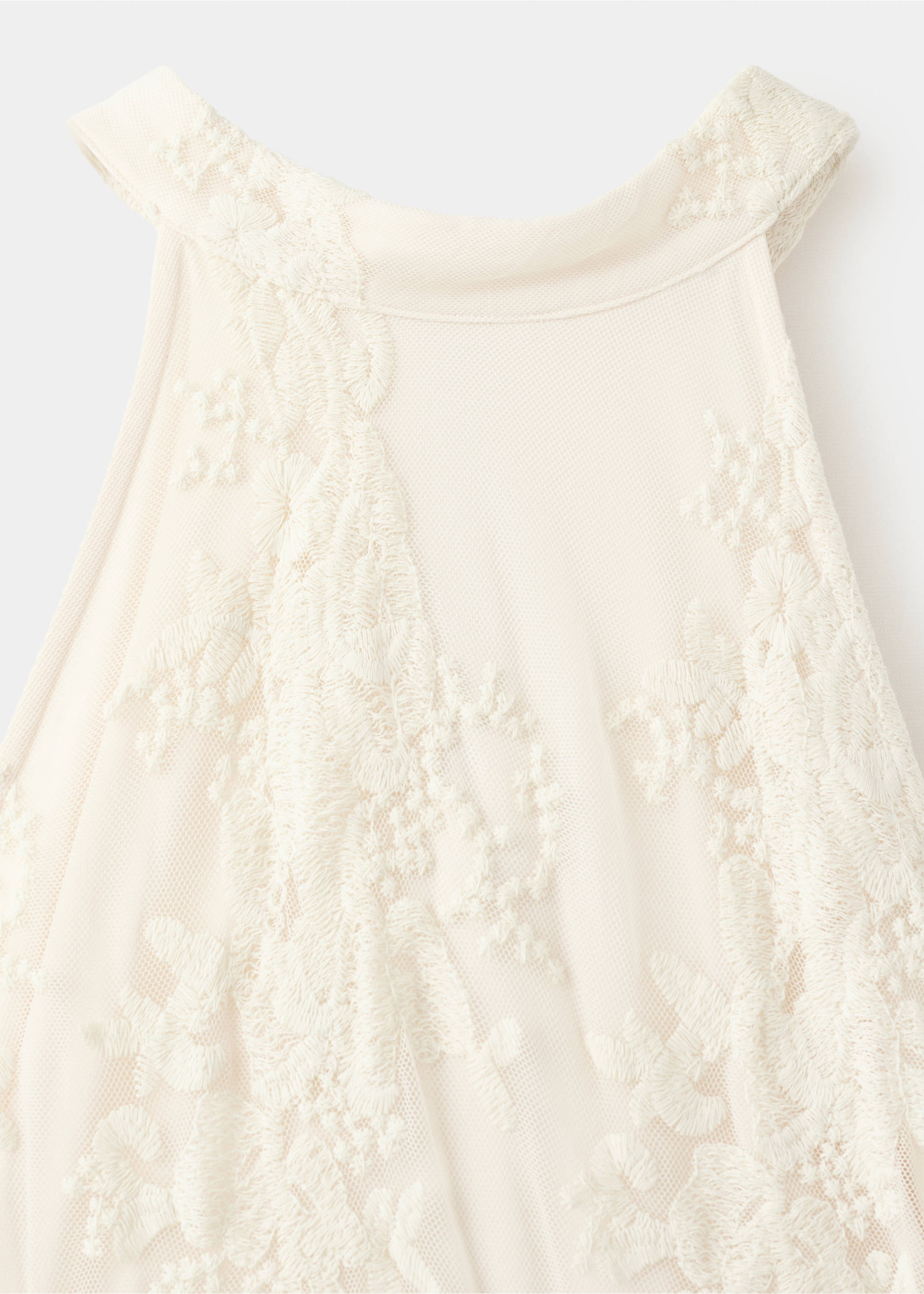 Frills embroidered dress - Details of the article 8, Ecru. Ref: 27019063-00.