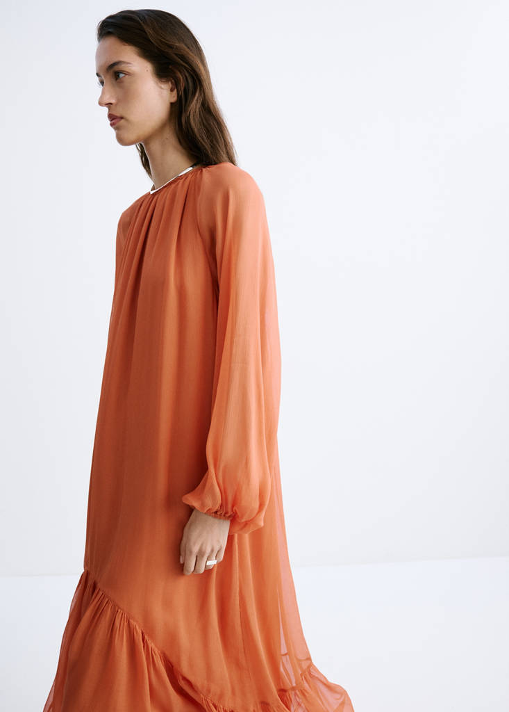 Ruffles flowy dress — Orange