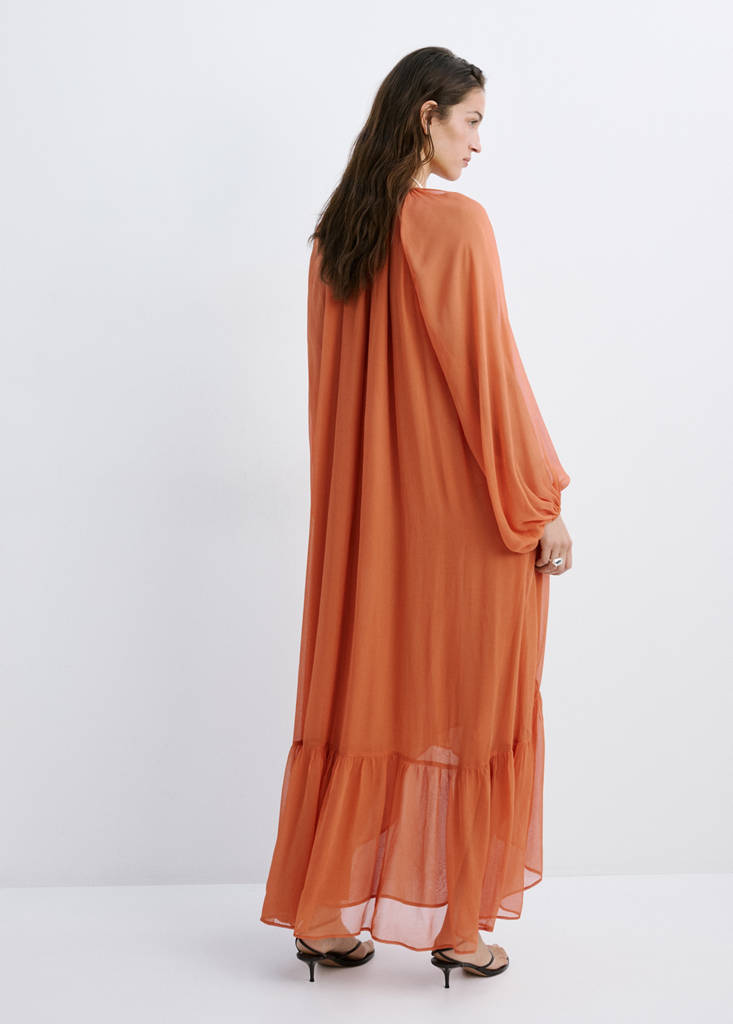 Ruffles flowy dress — Orange