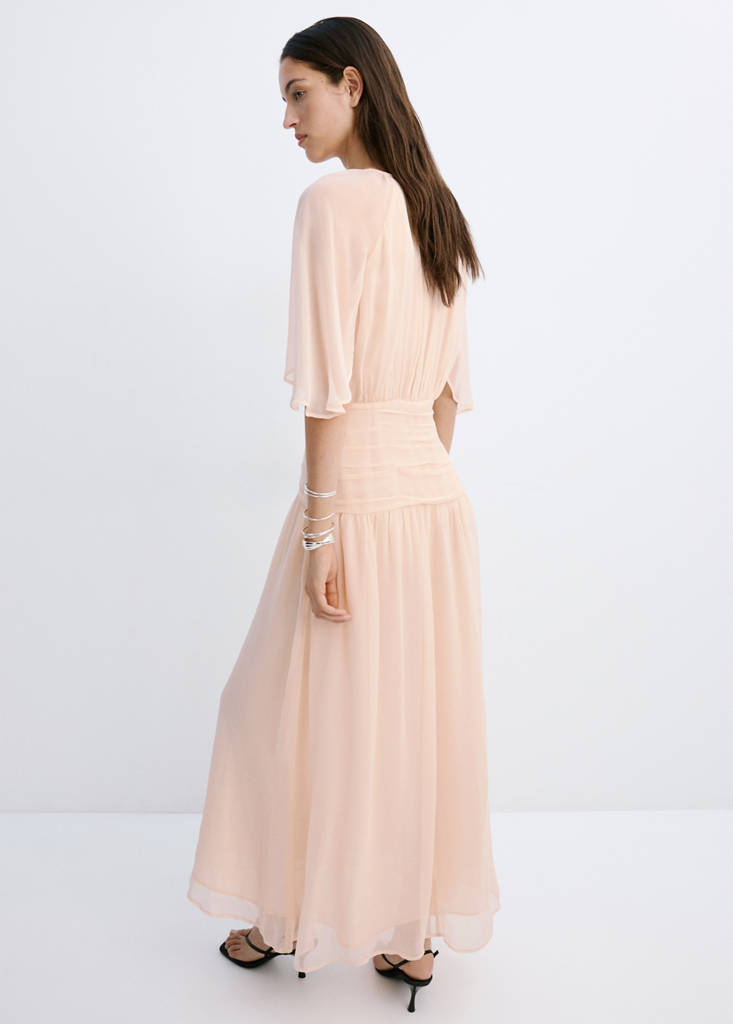 Ruched chiffon dress — Pale Pink