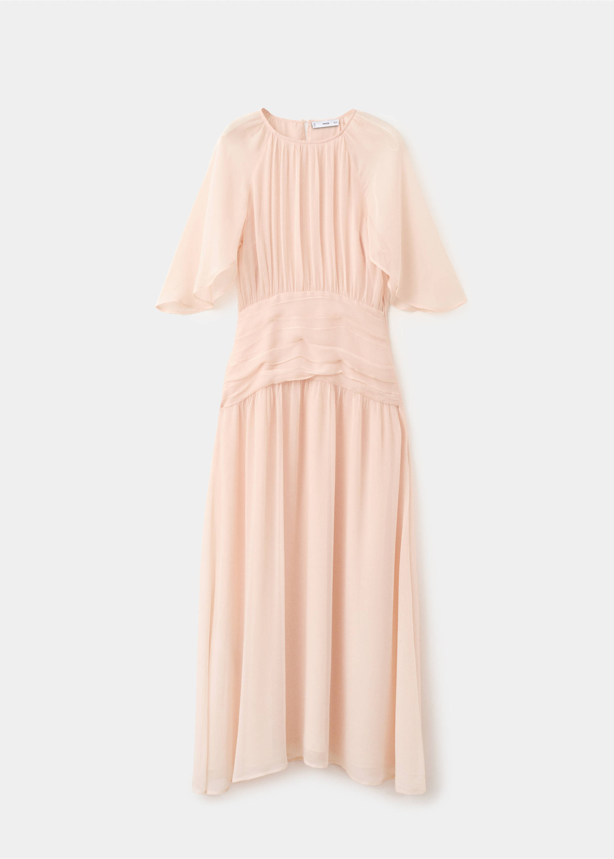 Combined-fabric long dress - Article without model, Pale Pink. Ref: 27019065-00.