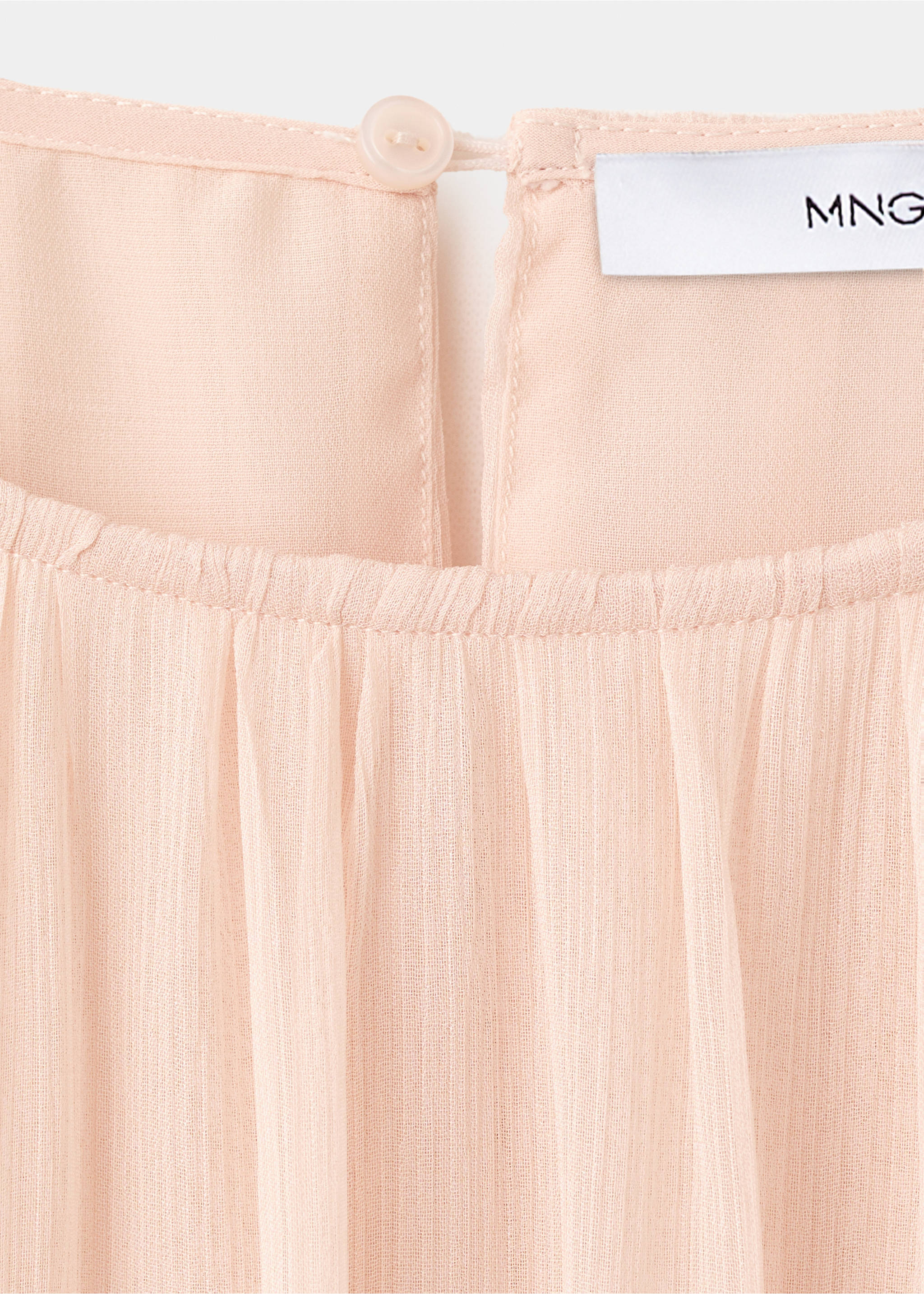 Combined-fabric long dress - Details of the article 8, Pale Pink. Ref: 27019065-00.