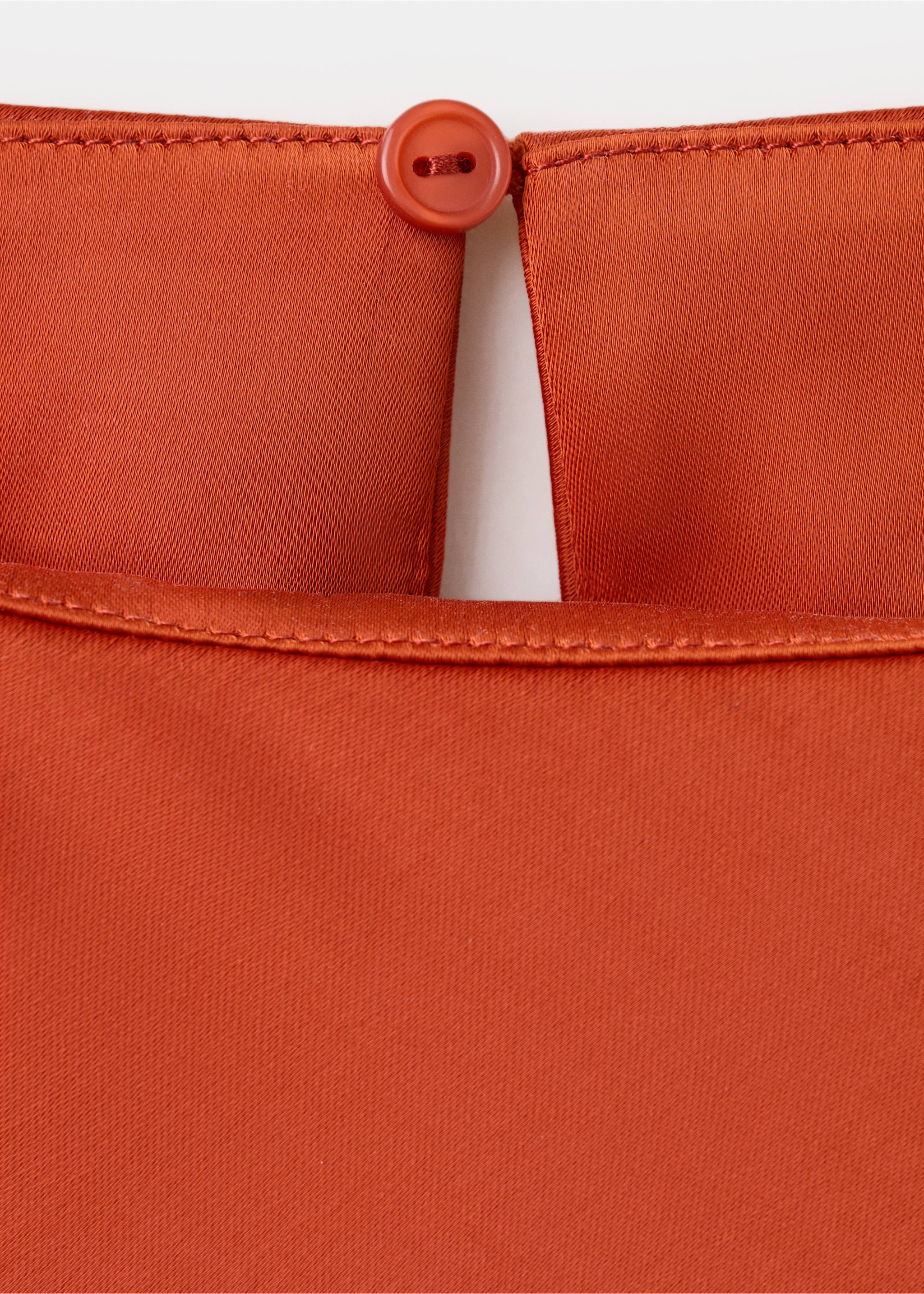 Flared-sleeve satin dress - Details of the article 8, Russet. Ref: 27019066-00.