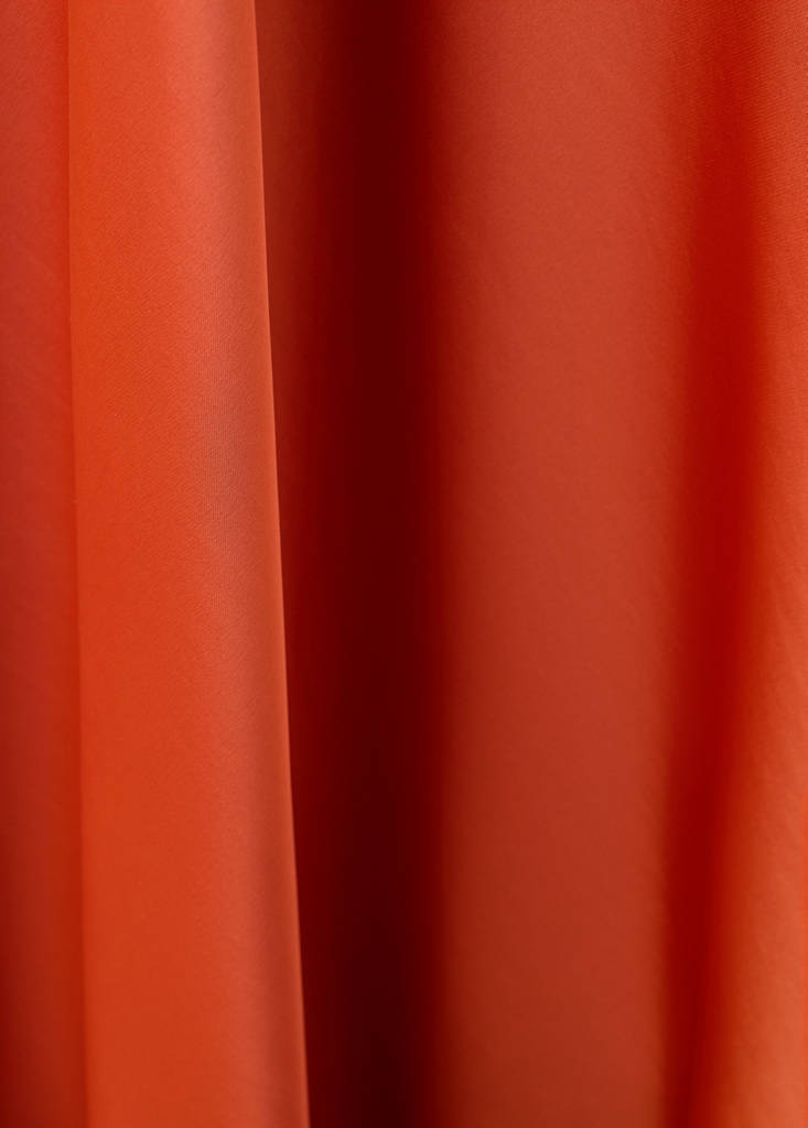 Flared-sleeve satin dress — Russet
