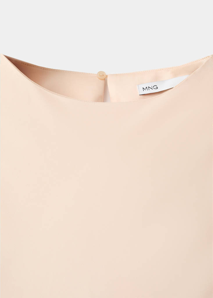 Flared-sleeve satin dress — Pale Pink
