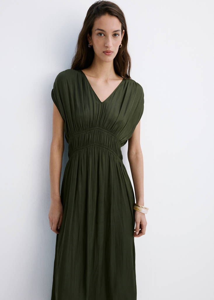 Gathered midi-dress