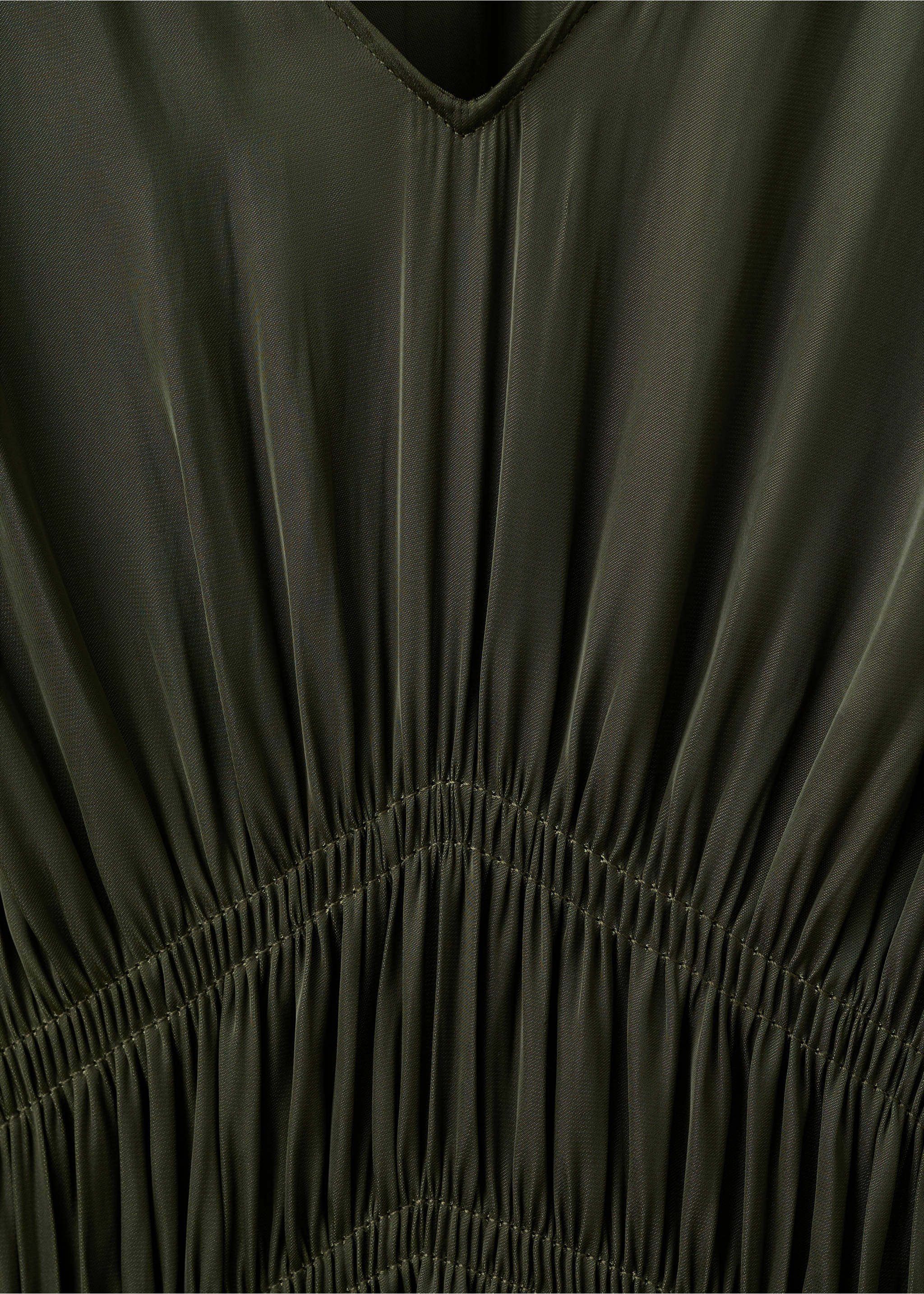 Gathered midi-dress - Details of the article 8, Khaki. Ref: 27019067-00.