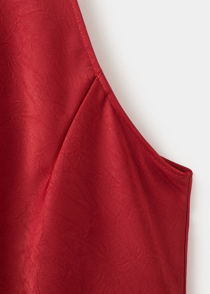 Wrinkled effect halter dress — Red