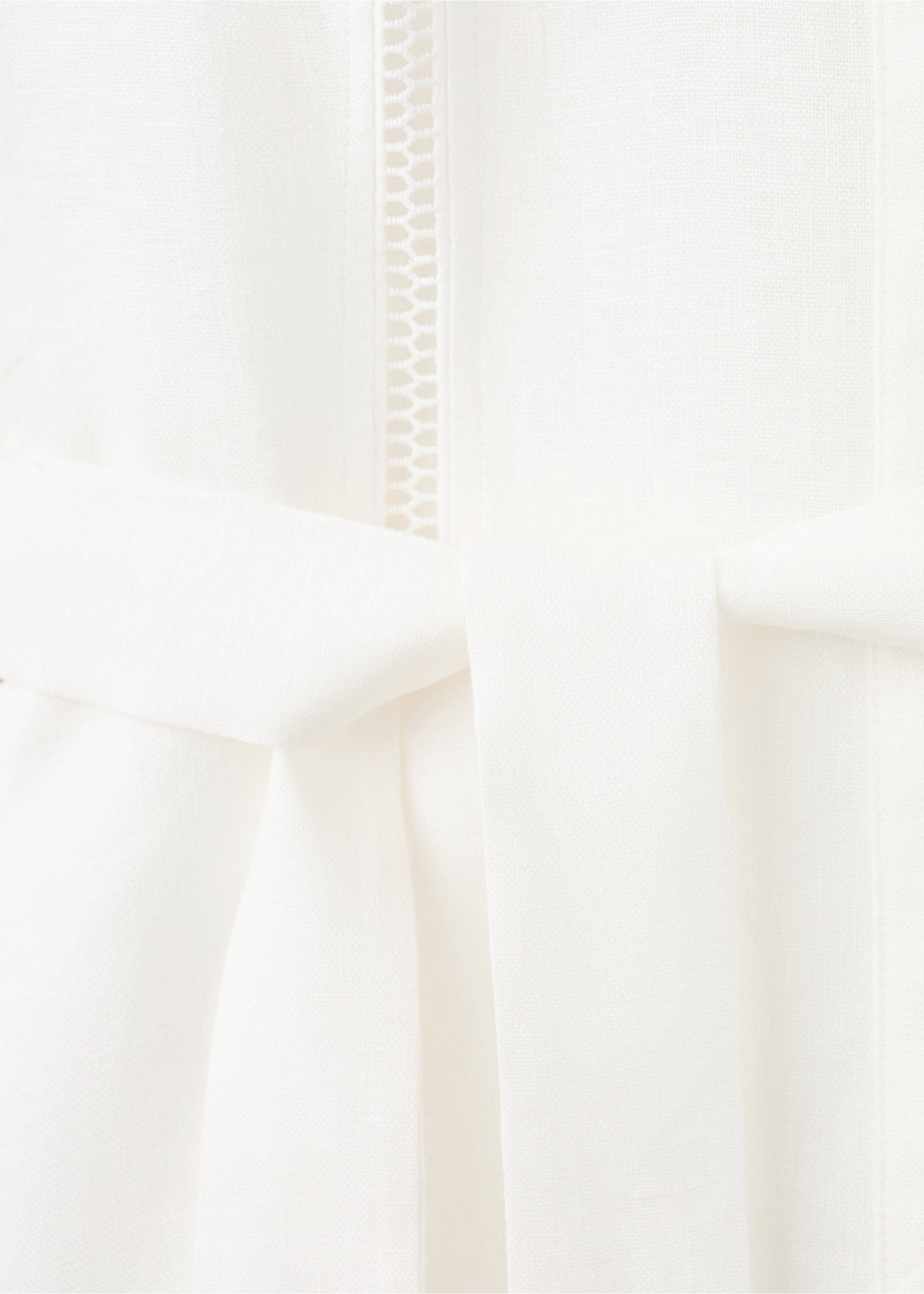 Linen shirt dress with bow - Details of the article 8, Ecru. Ref: 27019071-00.