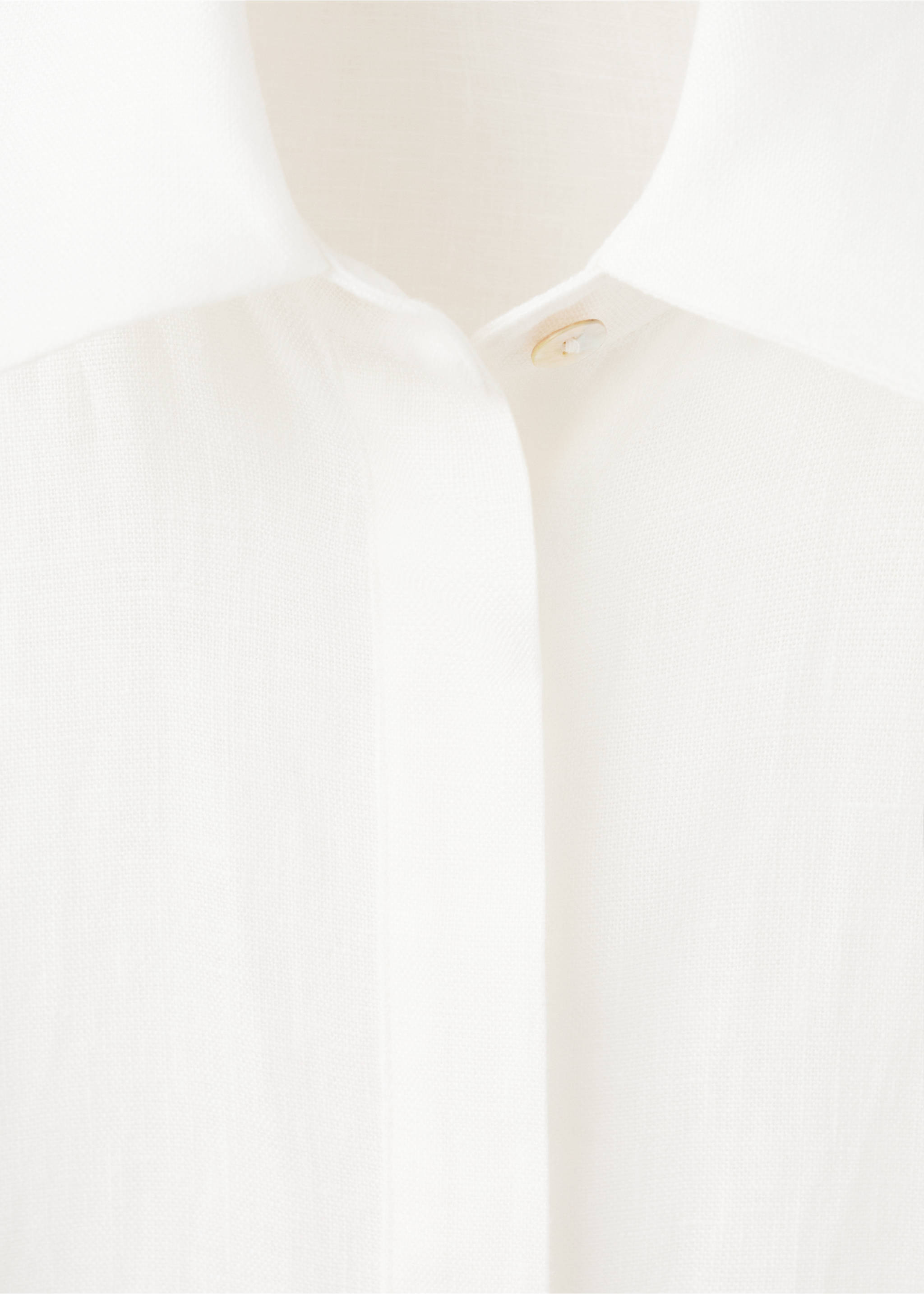 Linen shirt dress with bow - Details of the article 0, Ecru. Ref: 27019071-00.