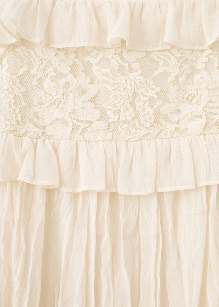 Wrinkled effect lace dress — Beige