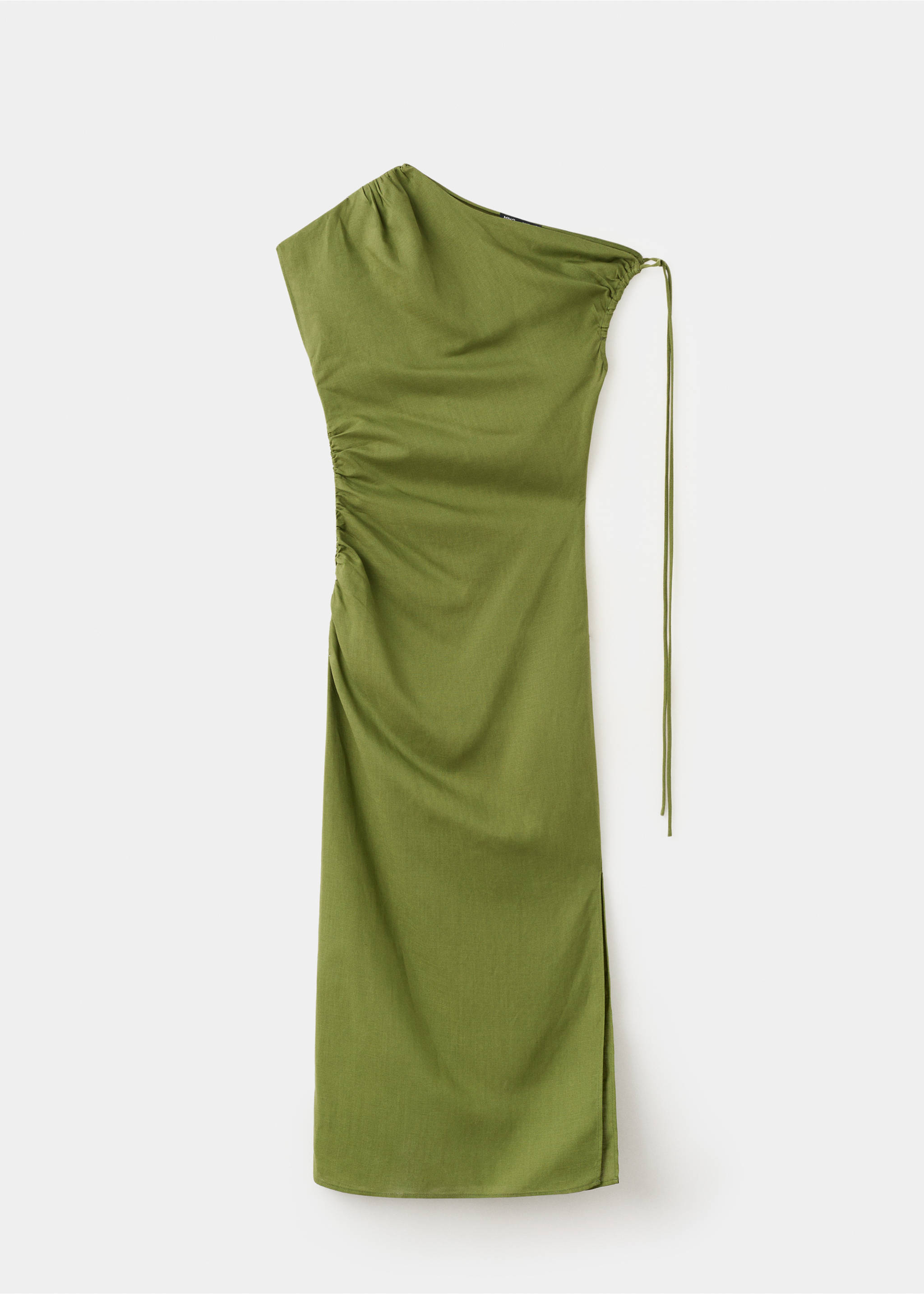 Asymmetric side ruched dress - Article without model, Green. Ref: 27019073-00.
