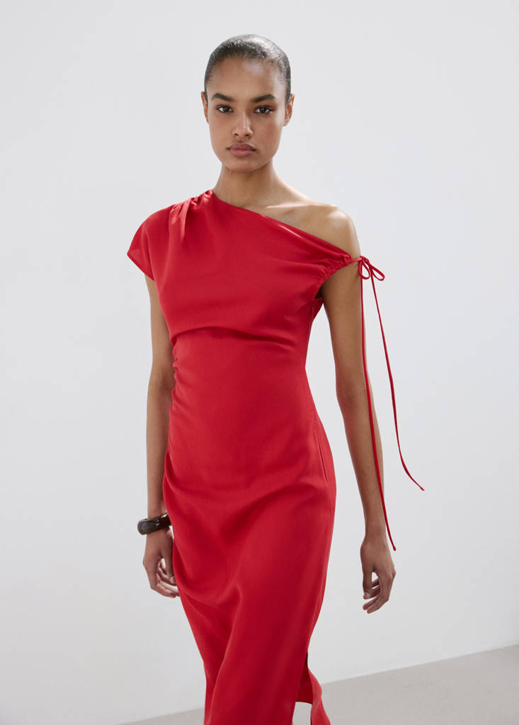 Side Ruched Asymmetric Dress