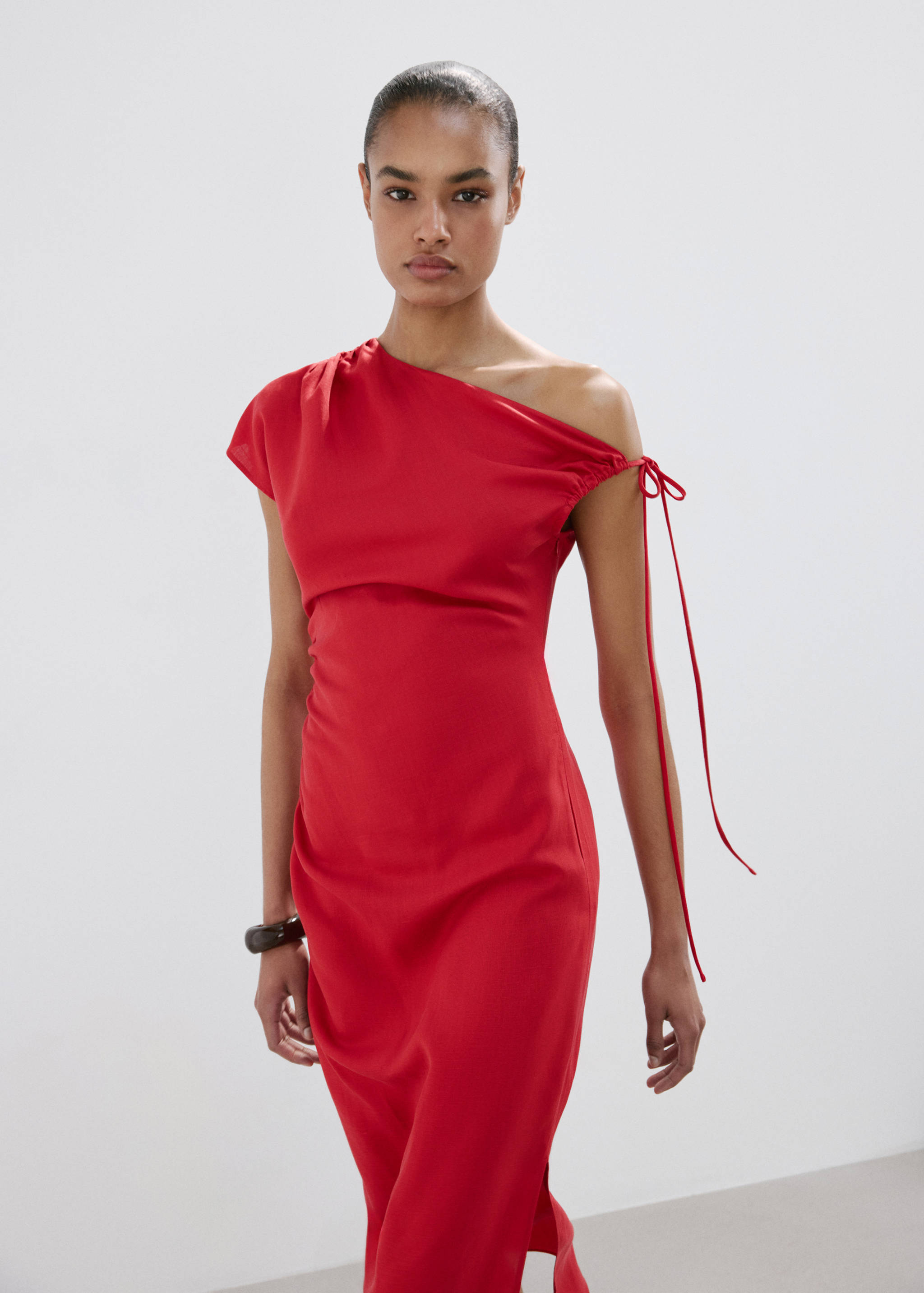 Asymmetric side ruched dress - Medium plane